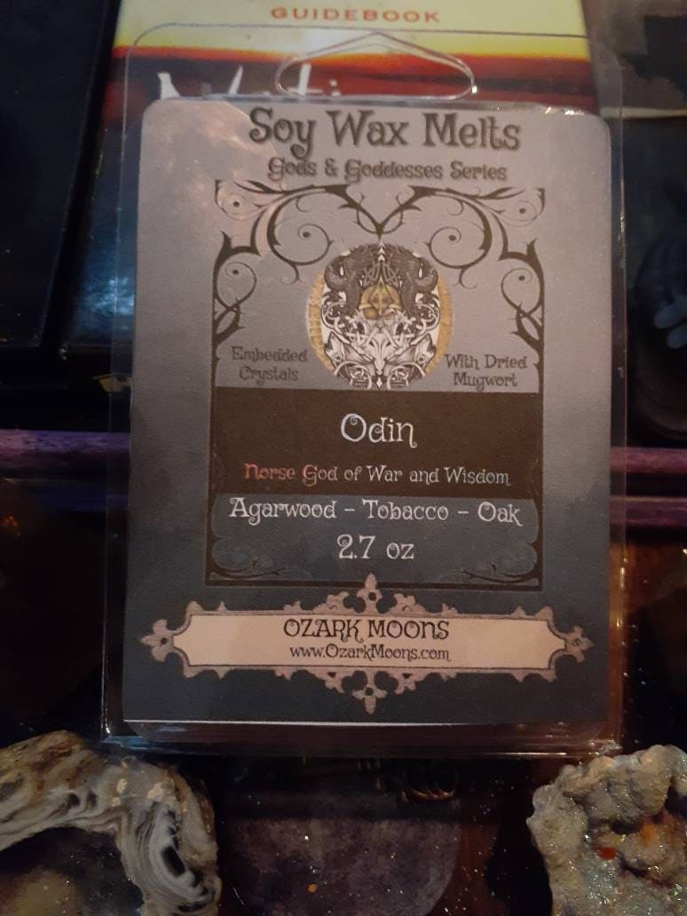 ODIN - Norse God of War and Wisdom - Offering Wax Melts or Candles with Mugwort and Tiger's Eye- Heathen Asatru Pagan Candle or Ritual Melts