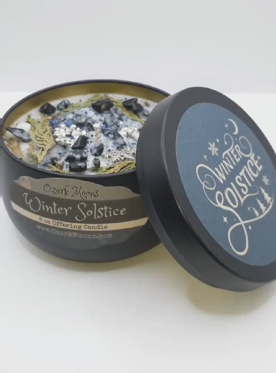 WINTER SOLSTICE Seasonal Fragrance Wax Melts or Candles With Juniper Berries, Cypress, and Snowflake Obsidian - Pagan Wiccan Yule Ritual