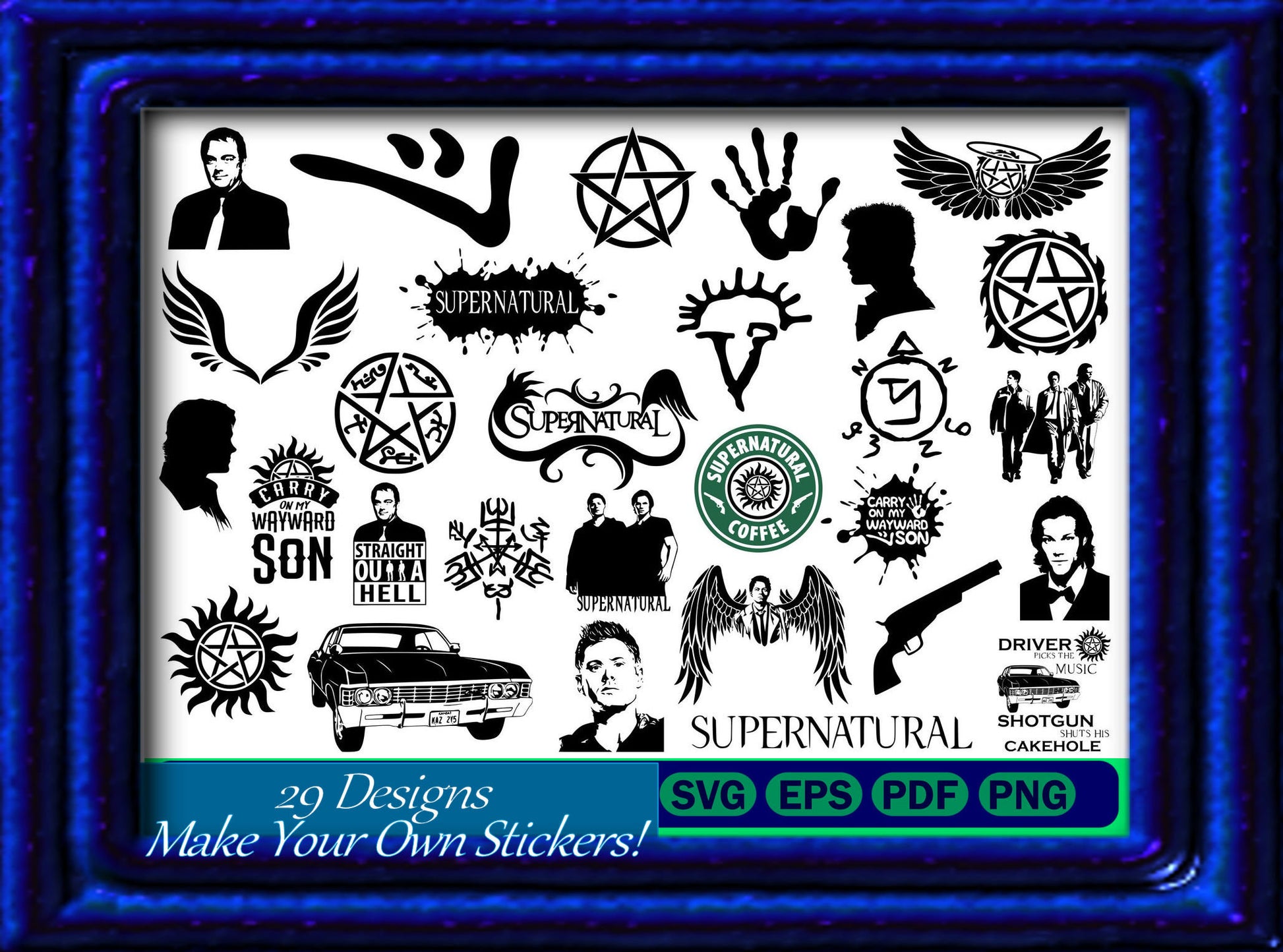Supernatural TV Series Fan Images - Make Your Own Stickers by Download and Printing On Label Paper - Resizable PDF PNG