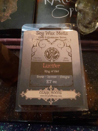 LUCIFER King of Hell Candles or Wax Melts With Obsidian Crystals and Cloves Tarts Highly Scented - Pagan Wiccan Wicca Summoning Demon