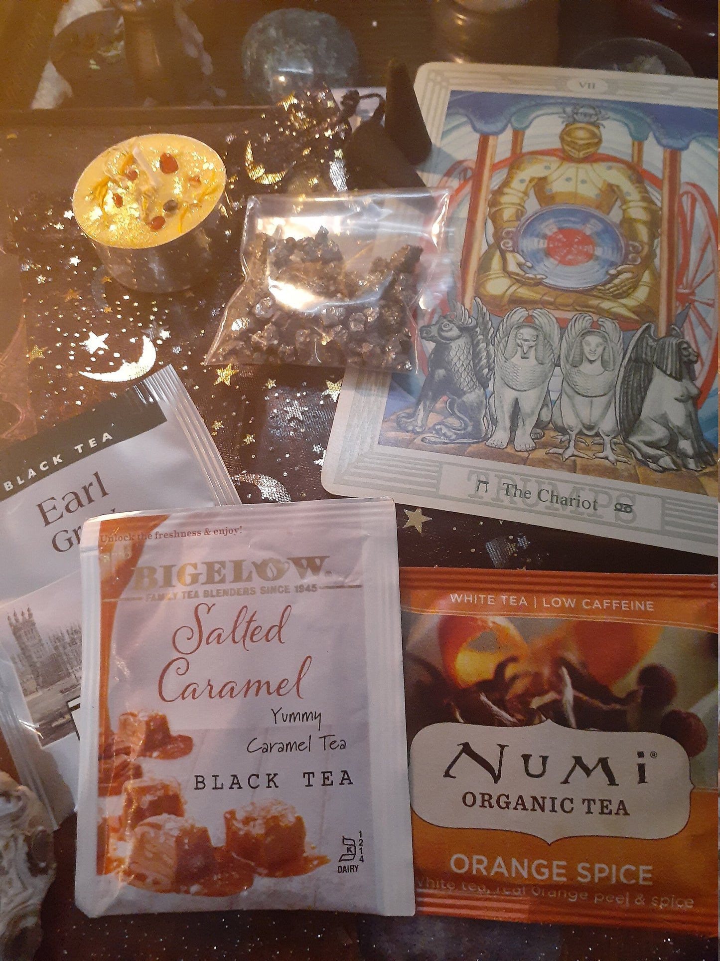 Tarot Card Crystal, Incense, Tea, and Candle Mystery Bag | Mystery Bag | Mystery Box for Pagan Wicca Wiccan Altar Supplies Kit Witchcraft