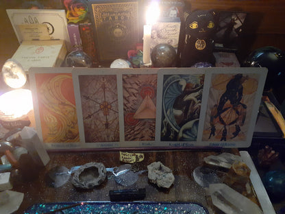 Thoth Tarot Deck Pentacle Spread 5-Card Reading SAME DAY with Personalized Photo of your spread - Pagan Wicca Intuitive Spiritual Divination