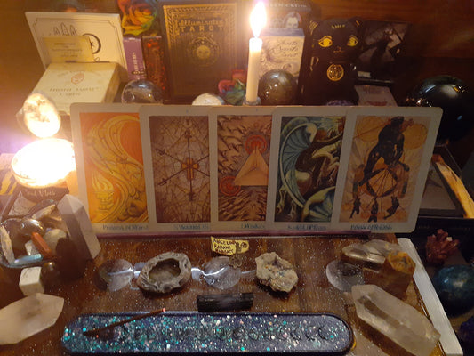 Thoth Tarot Deck Pentacle Spread 5-Card Reading SAME DAY with Personalized Photo of your spread - Pagan Wicca Intuitive Spiritual Divination