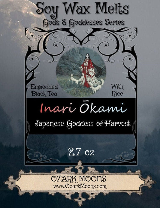 INARI ŌKAMI Japanese Goddess of Harvest and Foxes Wax Melts or Candle with Black Tea and Rice - Scented Tarts - Pagan, Wicca, Wiccan Kami