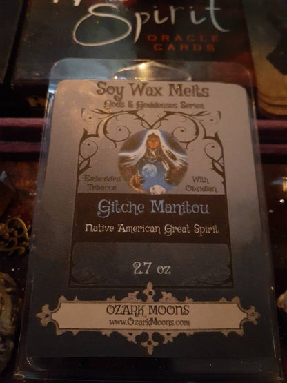 GITCHE MANITOU the Native American Great Spirit Candles or Wax Melts Tobacco and Gold Obsidian - Tarts Highly Scented - Pagan, Wicca, Wiccan