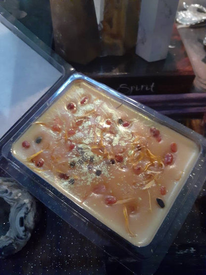 AMUN RA Egyptian God of the Sun Wax Melts with Carnelian and Calendula Petals - Candle Tin or Tarts Highly Scented - Pagan Wiccan Wicca
