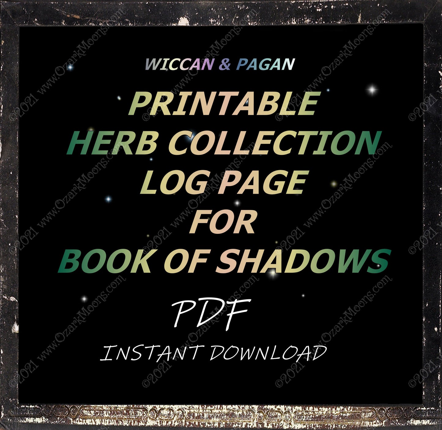 PRINTABLE Herb Log Collection Page for your Book of Shadows BOS Blank Instant PDF Download Digital Herbal Pagan Witch Grimoire Pages