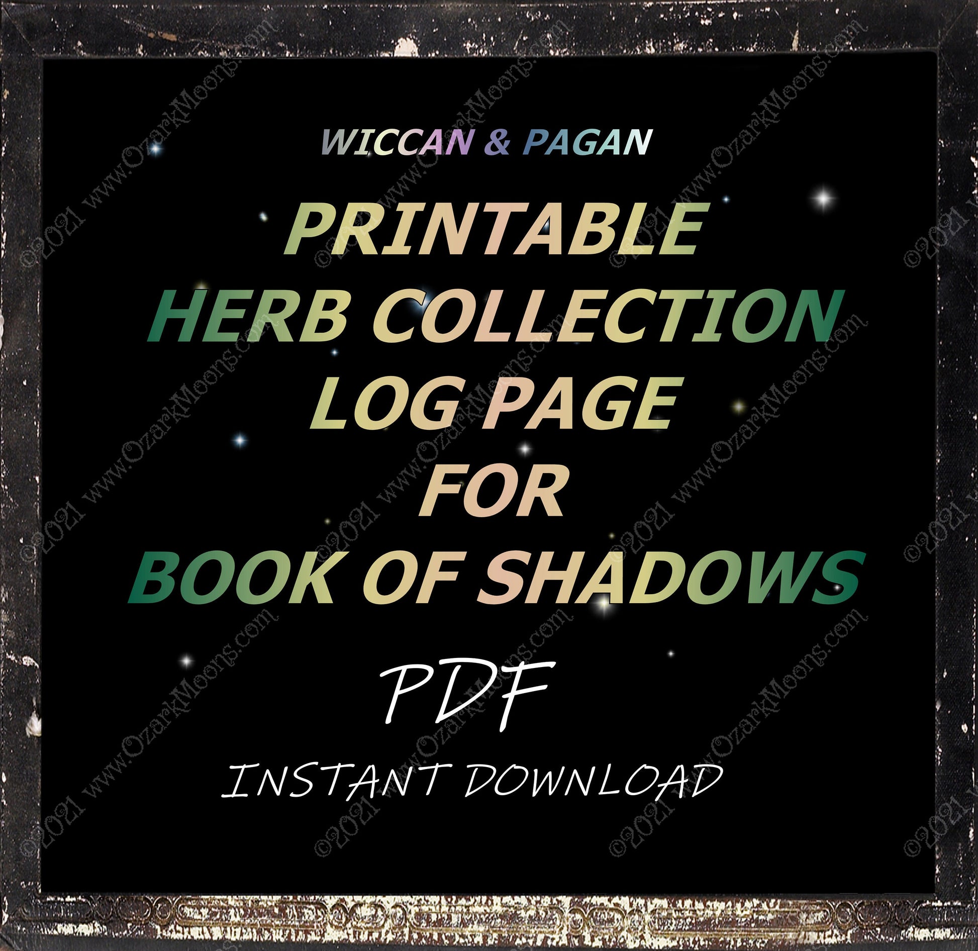 PRINTABLE Herb Log Collection Page for your Book of Shadows BOS Blank Instant PDF Download Digital Herbal Pagan Witch Grimoire Pages