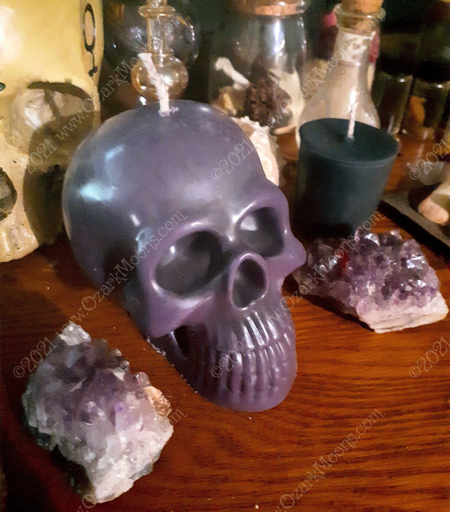 Extra Large 3D Human Skull Candle 3.5"x3"x4.5" Scented Glow-In-The-Dark for Halloween Samhain Wiccan Wicca Altar Supplies Pagan Witch Skulls