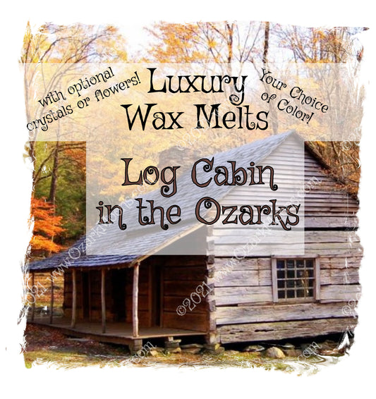 Log Cabin in the Ozarks Luxury Wax Melts and Candles - Candle Tarts Scented with Oak, Flannel, and Cedarwood, Soft Rustic Lodge Fragrance