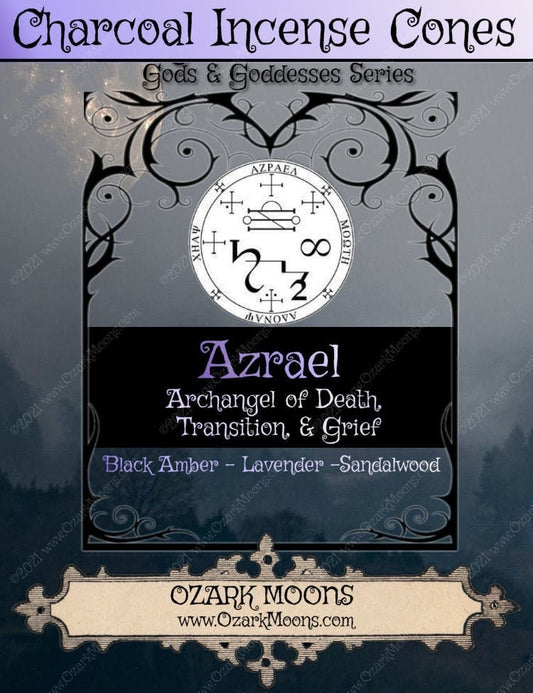 AZRAEL Archangel of Death, Grief, and Transitions 1" Charcoal Incense Cones - Sandalwood, Amber, and Lavender - Dying Witch Angel Pagan