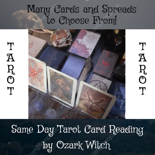 Tarot Card Reading SAME DAY with Choice of Deck and Cards and an Photo of your spread - Psychic Intuitive Spiritual Divination