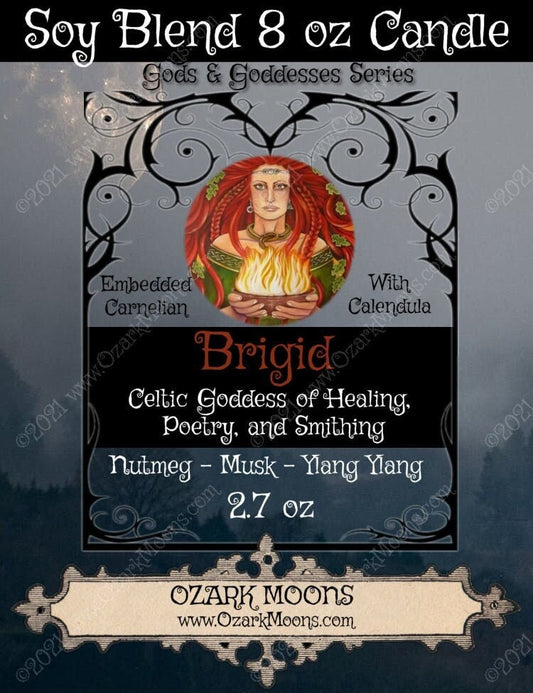 BRIGID (Brigit) 8oz Celtic Goddess of Healing, Poetry, and Blacksmithing Offering Candle - Ylang Ylang, Nutmeg, Musk - Witch, Wicca, Pagan