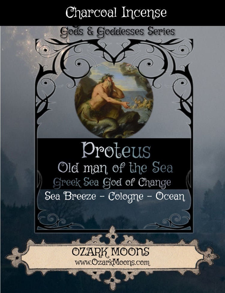 PROTEUS Greek god Old Man of the Sea Charcoal Scented Incense Sticks or 1" Cones - Mythology, Ocean, Witchy, Water, Witch, Wicca, Pagan