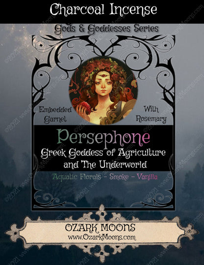 Persephone Greek Goddess of the Underworld and Agriculture Charcoal Scented Incense Sticks or 1" Cones - Witchy, Witch, Wicca, Pagan, Hades