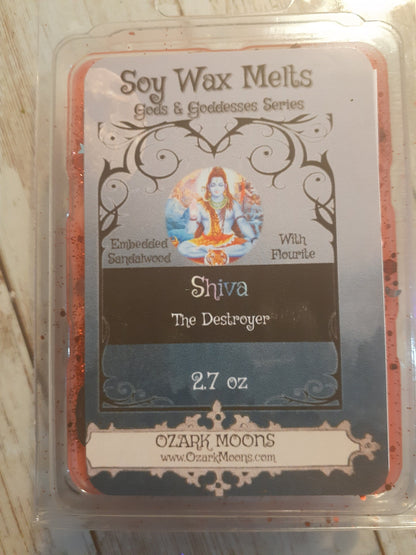 SHIVA The Destroyer of Hindu - Offering Wax or Candle Tin with Sandalwood and Flourite - Tarts Highly Scented - Pagan, Wicca, Wiccan