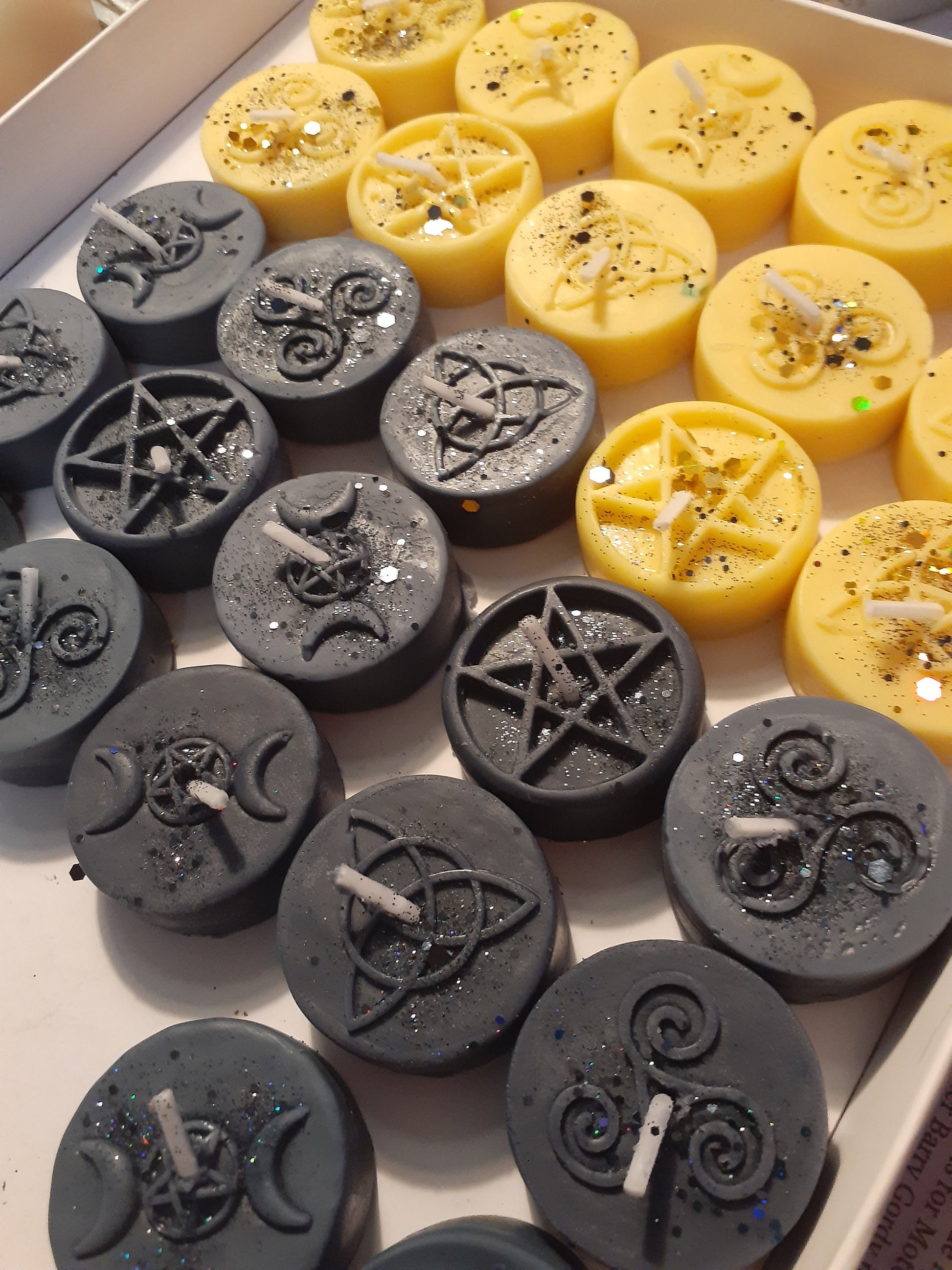 Pagan Symbols Tealight Candles For Your Choice of Deity - Pentacle, Triple Moon- Candle for Pagan Wicca Wicca Voodoo Rituals and Altars