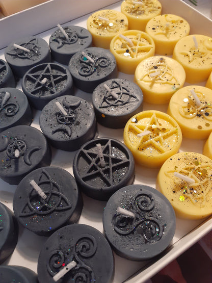 Pagan Symbols Tealight Candles For Your Choice of Deity - Pentacle, Triple Moon- Candle for Pagan Wicca Wicca Voodoo Rituals and Altars