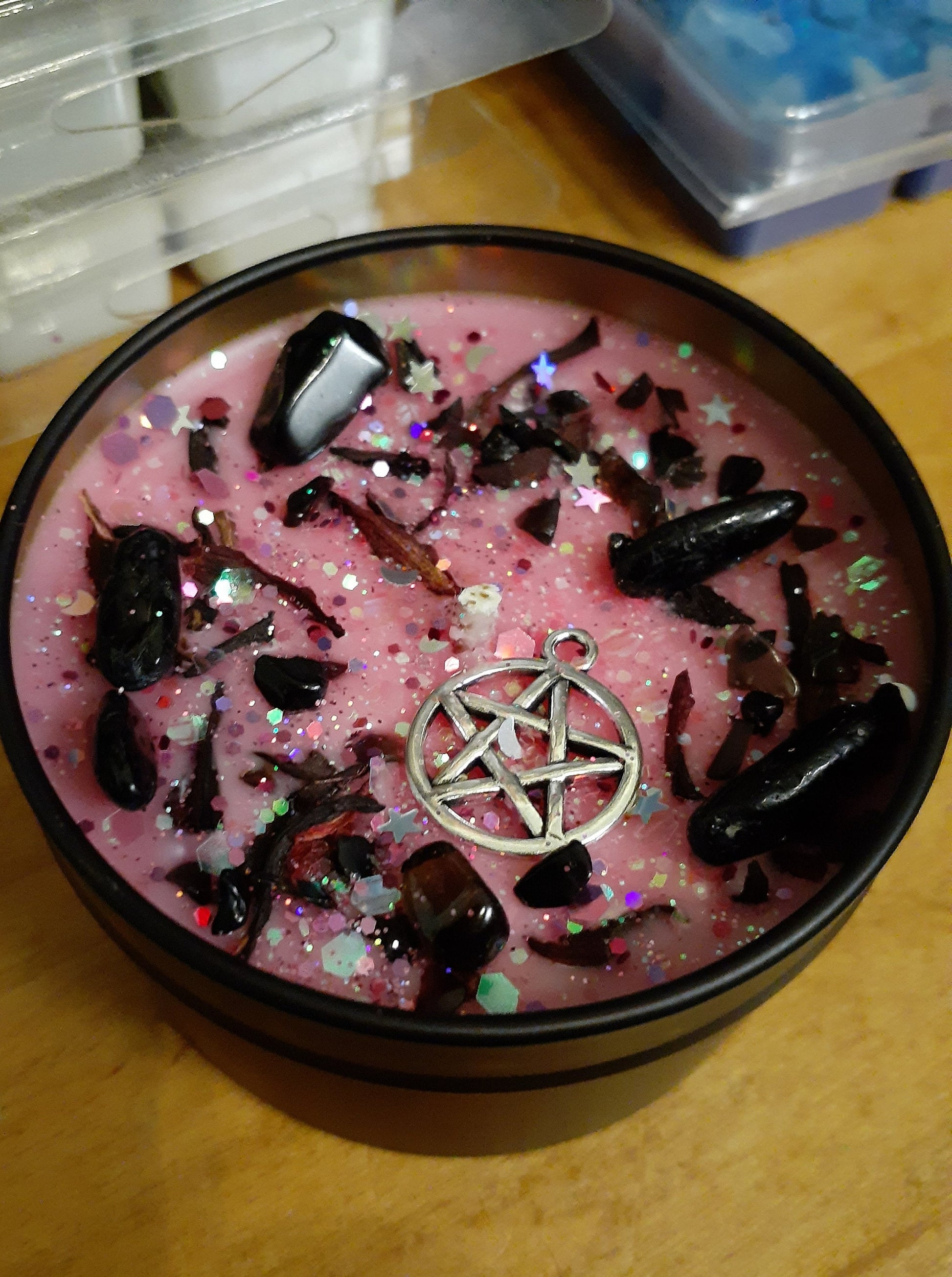 KALI Hindu Goddess of Death, Destruction, Time, Chaos, and Sexuality - Amber & Lavender w/Hibiscus and Obsidian - Pagan, Wicca, Wiccan