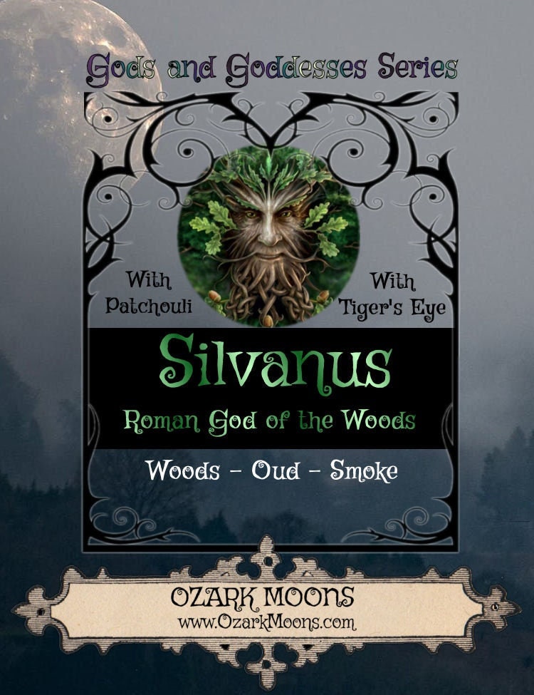 SILVANUS 16oz Roman God of the Woods Candle Tin - Wood, Oud, Smoke with Patchouli - Pagan, Wiccan, Druid, Witch, Witchy, Offering, Ritual