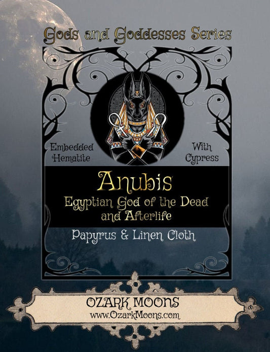 ANUBIS aka Anpu Inpu Egyptian God of the Dead and the Underworld Wax Melts or Candles With Hematite & Cypress - Pagan Wiccan Offering Tarts