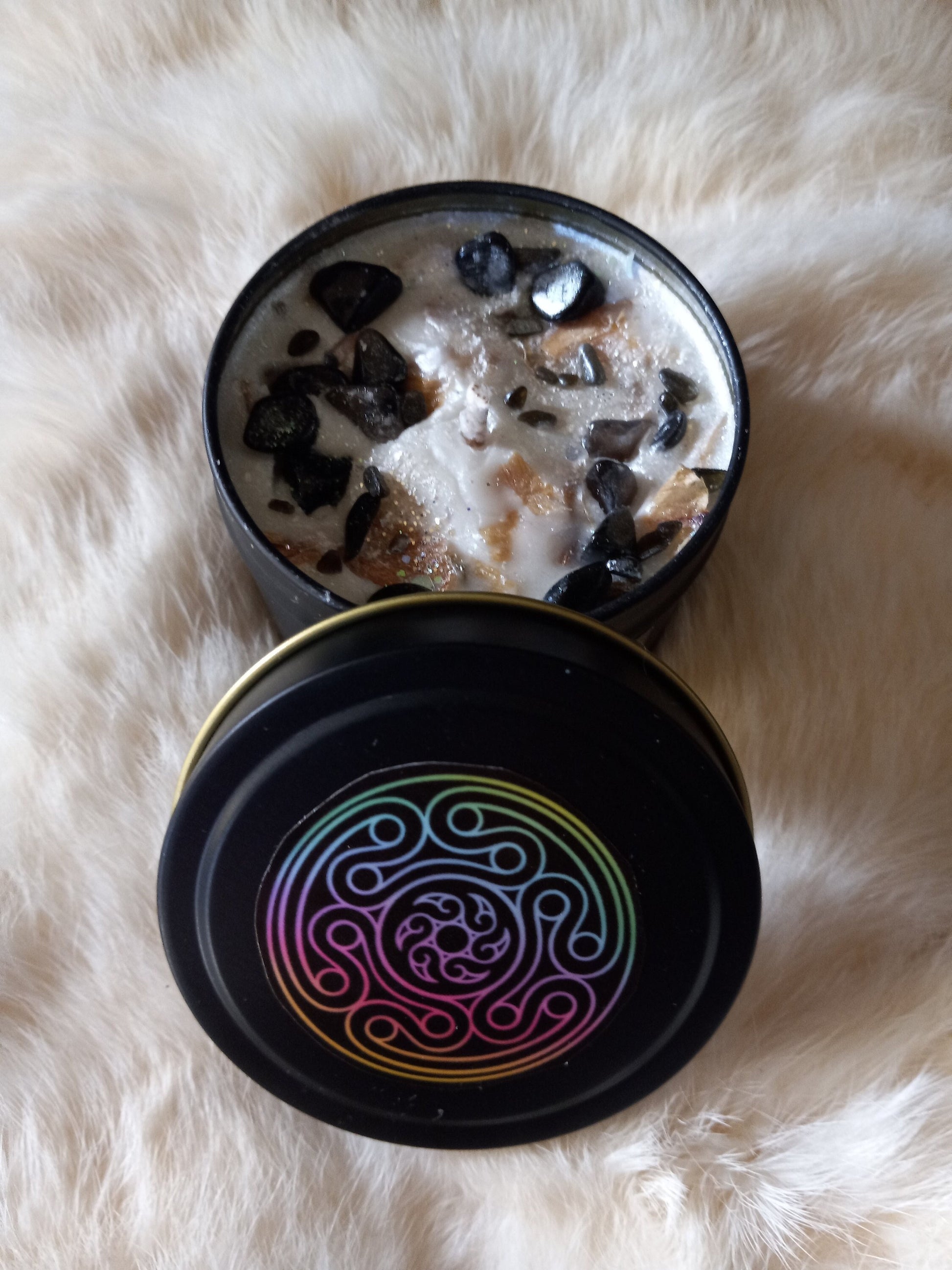 4 oz Ritual Offering Soy Candles – Your Scent Choice and Color/ Hand Poured with crystals and botanicals - Deity Fragrances Mythology Gift