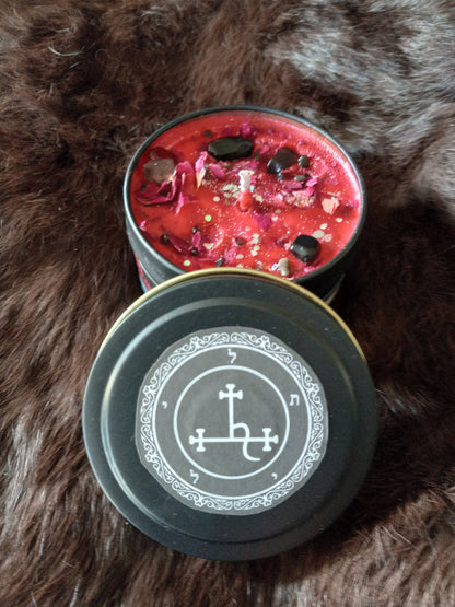 4 oz Ritual Offering Soy Candles – Your Scent Choice and Color/ Hand Poured with crystals and botanicals - Deity Fragrances Mythology Gift