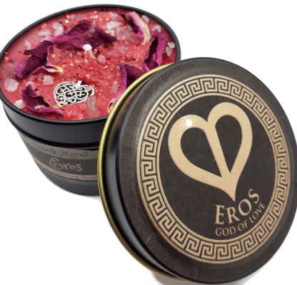 EROS Greek God of Love, Sex, and Sensuality Wax Melts or Candles With Rose Quartz and Red Rose Petals - Pagan Wiccan Offering for Cupid