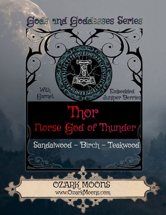 THOR Norse God of Thunder & Lightning Offering Wax Melts or Candles - Juniper Berries and Garnet - Pagan Wiccan Witch Ritual Asatru Heathen