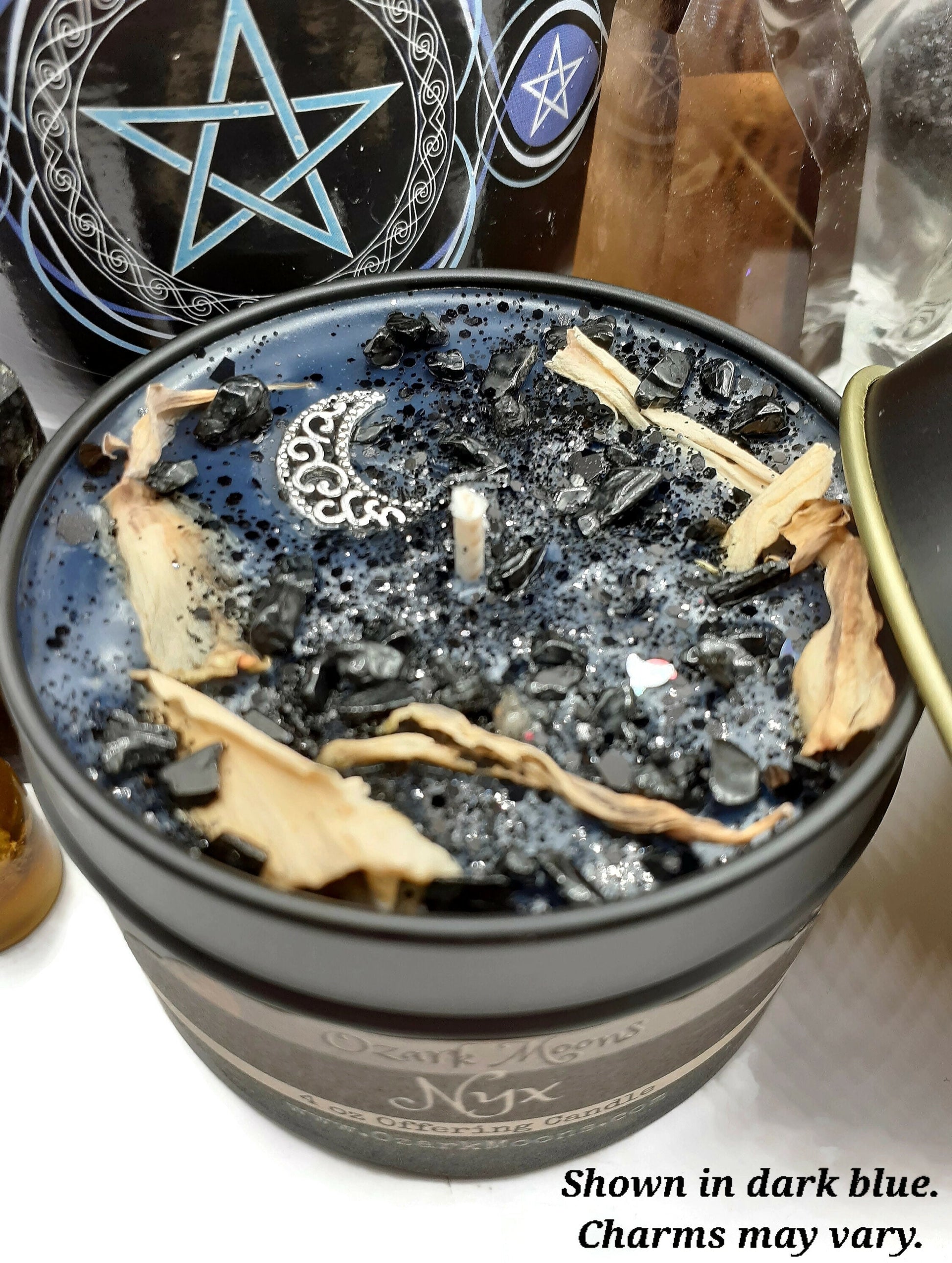 NYX Primordial Goddess of the Night Offering Wax Melts or Candles - Moonflowers and Black Tourmaline - Pagan Wiccan Witch Ritual Candle