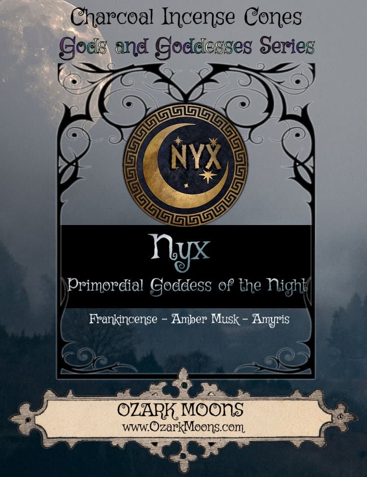NYX Charcoal Incense Sticks and Cones - Greek Primordial Goddess of the Night Offering - Witch Witchcraft Pagan Incense, Nyx Ritual Incense