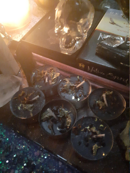 Ritual Tealight Candles For Your Choice of Deity with Crystals and Herbs for Pagan Wicca Wicca Voodoo Rituals and Altars