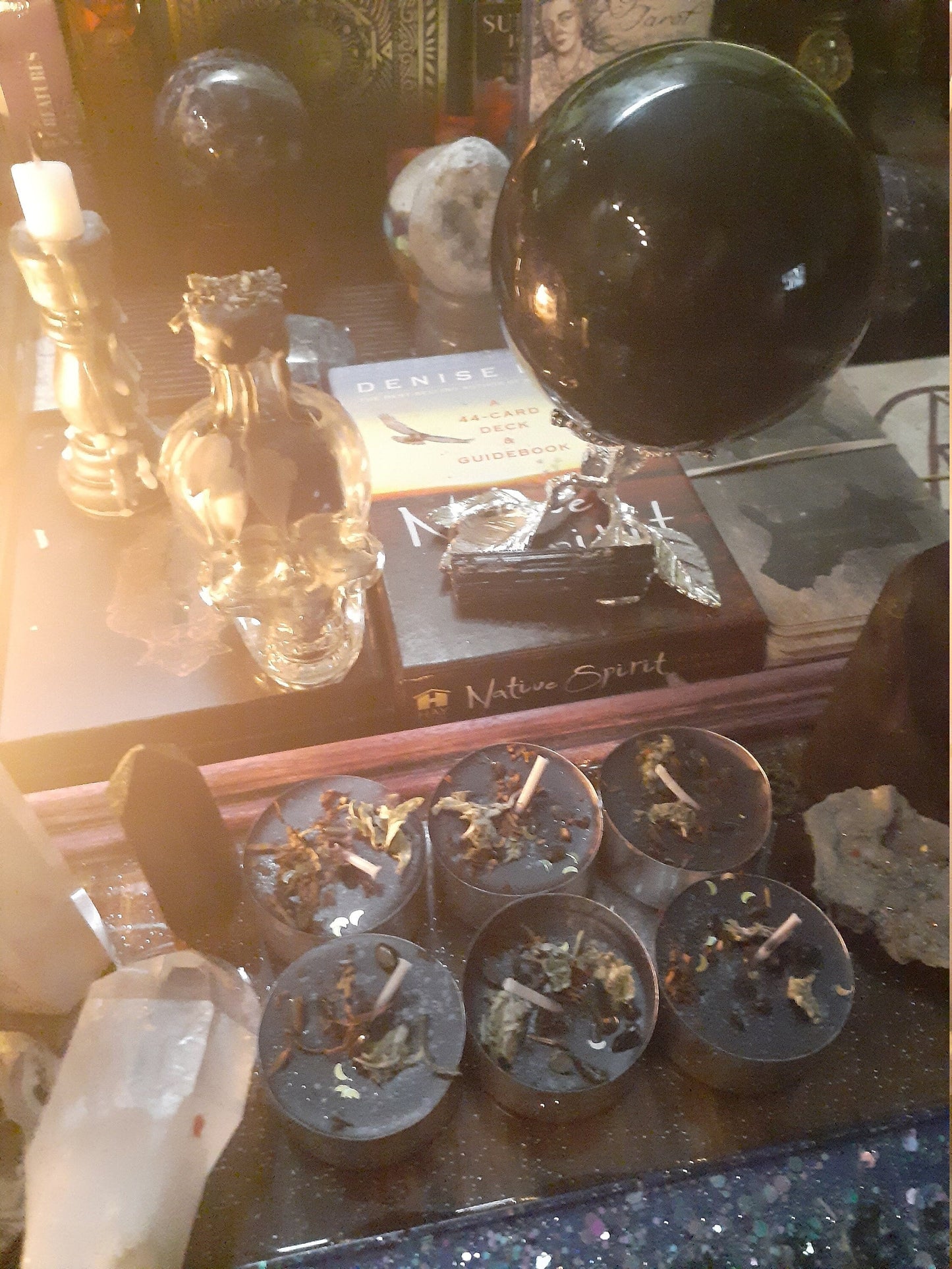 Ritual Tealight Candles For Your Choice of Deity with Crystals and Herbs for Pagan Wicca Wicca Voodoo Rituals and Altars