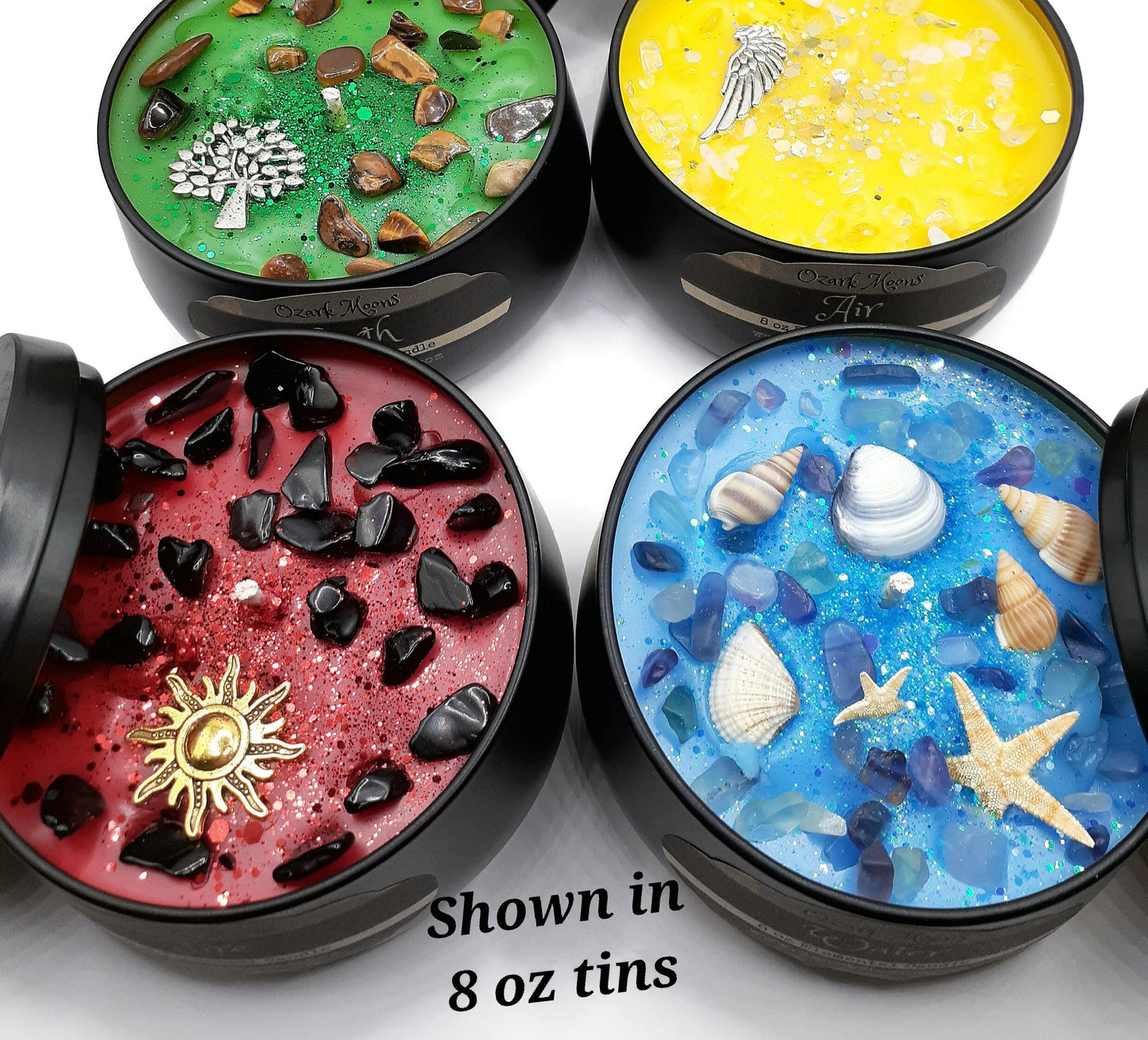 FIRE Element Candle or Wax Melts - Elemental Candles Series with Embedded Obsidian Crystals