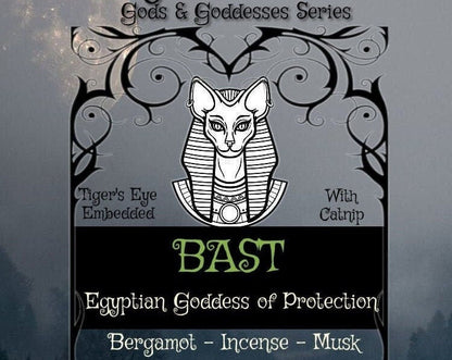 BAST 4 oz Candle - Egyptian Cat Goddess of Protection - Tiger's Eye Catnip - Bastest Ritual Offering Candles - Pagan Wiccan Wicca