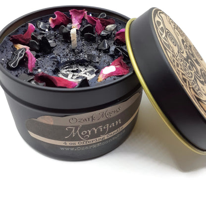 The MORRIGAN Celtic Goddess of War, Battle, Death, and Witchcraft 4 oz Soy Blend Candle - Cinnamon, Cloves, Smoky Patchouli - Witch Candles