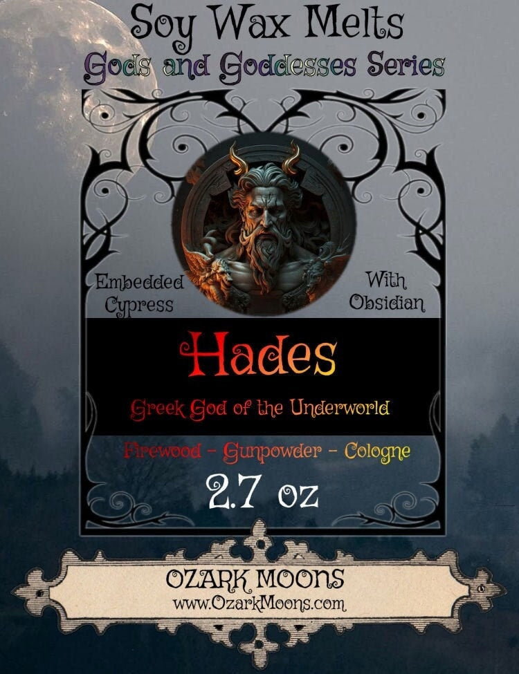 HADES Offering Wax Melts or Candles Greek God of the Underworld With Obsidian and Cypress - Pagan Wiccan Witchy Ritual Wax Melts for Haides