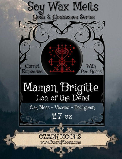 MAMAN BRIGITTE Loa of the Dead Ritual Offering Wax Melts and Candles with Garnet and Roses for Voodoo and Voudon Pagan Offerings for Loas