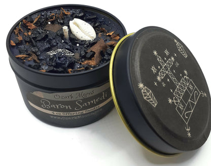 BARON SAMEDI Voodoo Loa Candles or Wax Melts with Black Tourmaline and Tobacco Tarts Highly Scented - Pagan Wiccan Wicca Voodoo Voudon