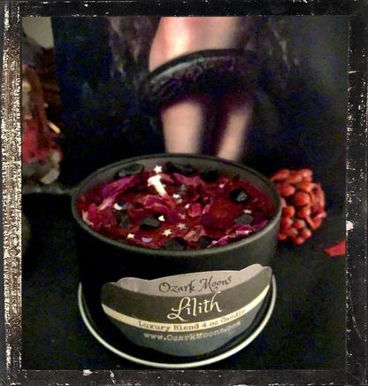 Lilith Lillith Demoness and Enchantress of Night, Storms, Sexuality and Lust Wax Melts or Candles With Obsidian and Red Rose Petals Tarts