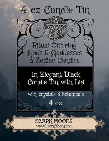 4 oz Ritual Offering Soy Candles – Your Scent Choice and Color/ Hand Poured with crystals and botanicals - Deity Fragrances Mythology Gift