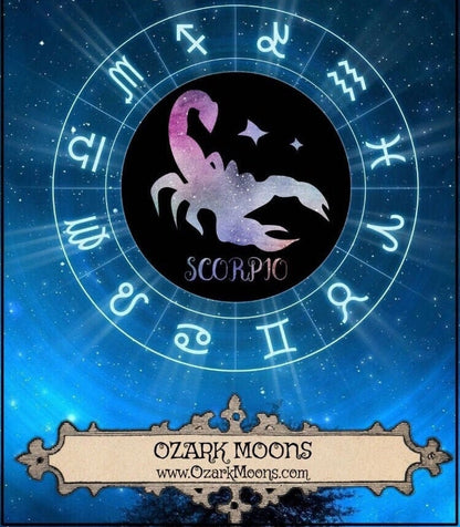 SCORPIO Zodiac Horoscope Candles or Wax Melts (Oct 23 – Nov 22) Burgundy Red with Garnet and Obsidian Chips- Musk, Cologne