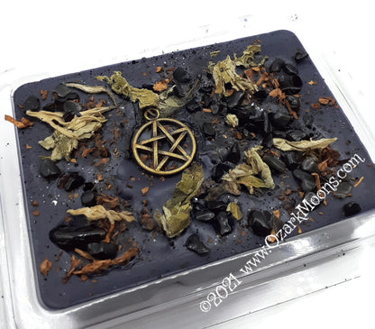 PAPA LEGBA Voodoo Loa Wax Melts with Black Obsidian and Tobacco Black Candle Tin or Tarts Highly Scented - Pagan Wiccan Wicca Voodoo Voudon