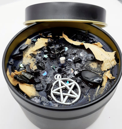 4 oz Ritual Offering Soy Candles – Your Scent Choice and Color/ Hand Poured with crystals and botanicals - Deity Fragrances Mythology Gift