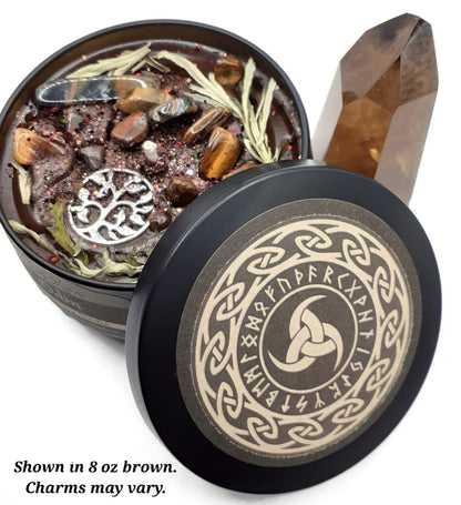 ODIN - Norse God of War and Wisdom - Offering Wax Melts or Candles with Mugwort and Tiger's Eye- Heathen Asatru Pagan Candle or Ritual Melts