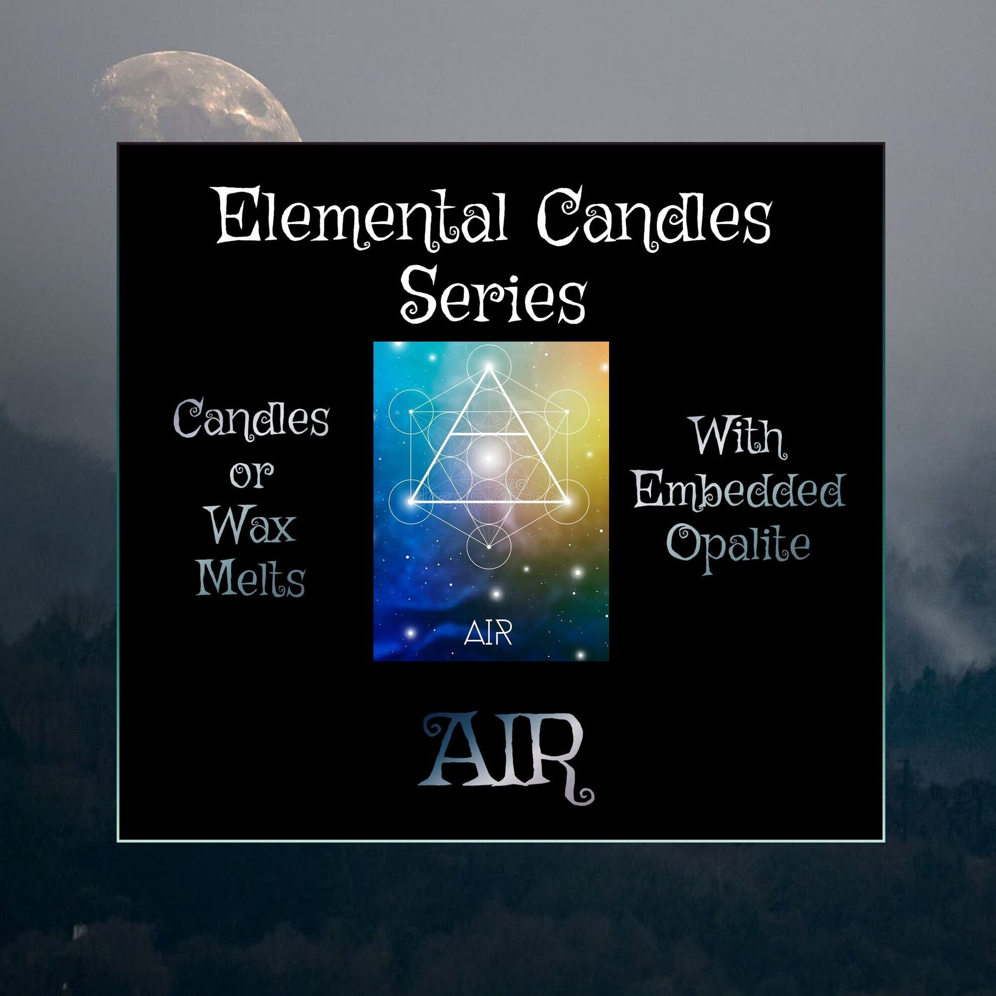 Set of ALL FOUR Earth, Air, Fire, Water Element Candles or Wax Melts - Elemental Candles Series with Embedded Crystals.