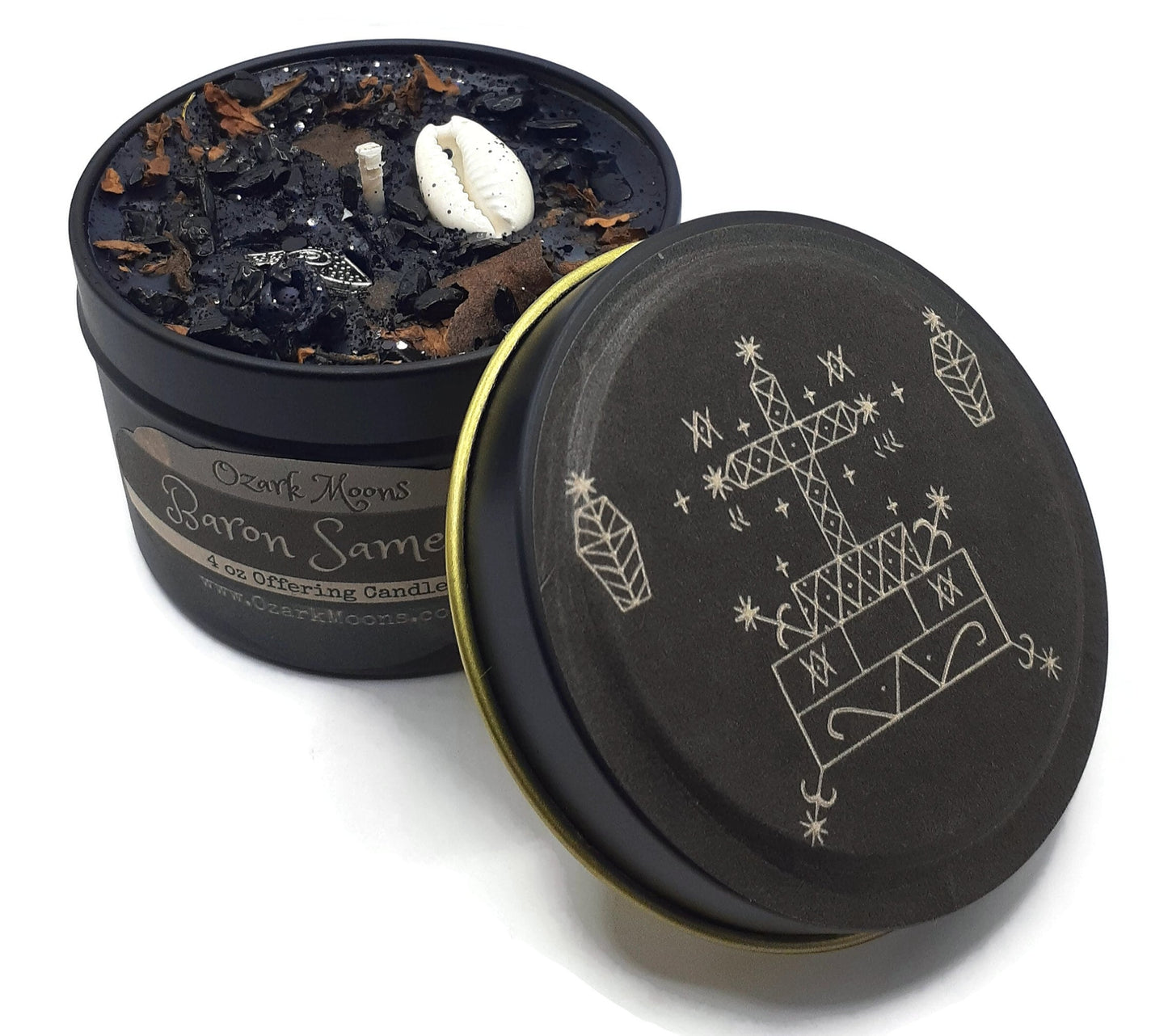 BARON SAMEDI Voodoo Loa Candles or Wax Melts with Black Tourmaline and Tobacco Tarts Highly Scented - Pagan Wiccan Wicca Voodoo Voudon