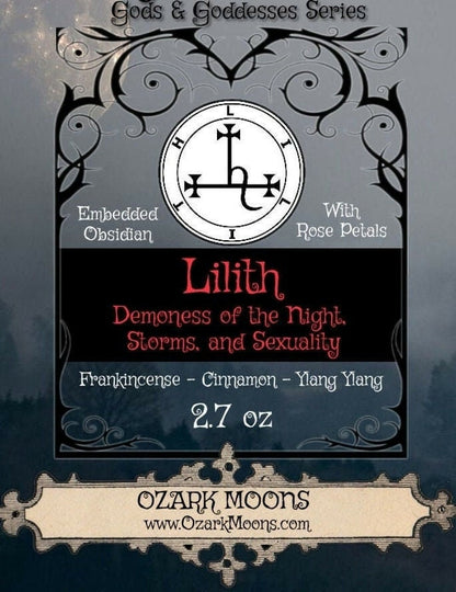 Lilith Lillith Demoness and Enchantress of Night, Storms, Sexuality and Lust Wax Melts or Candles With Obsidian and Red Rose Petals Tarts