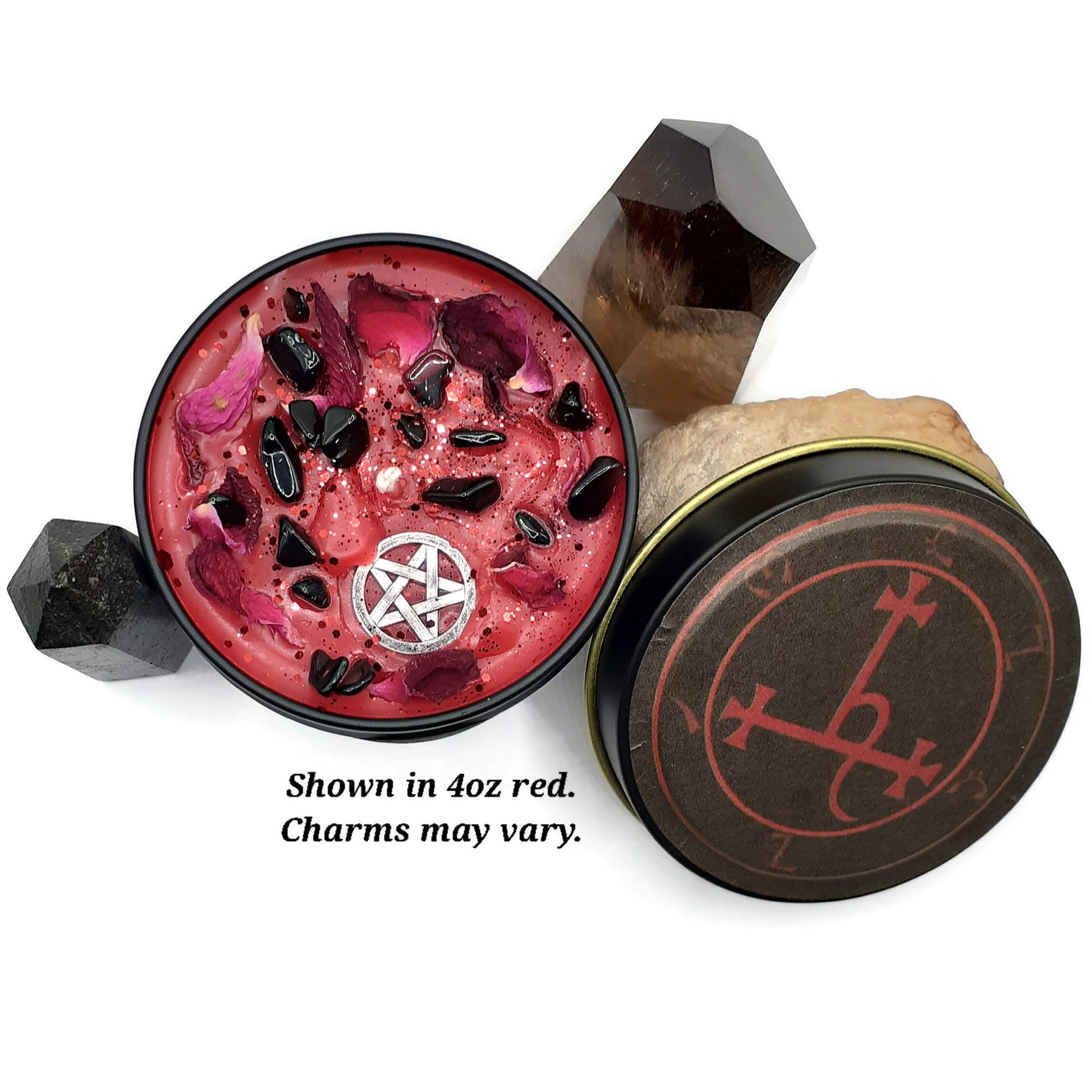 Lilith Lillith Demoness and Enchantress of Night, Storms, Sexuality and Lust Wax Melts or Candles With Obsidian and Red Rose Petals Tarts