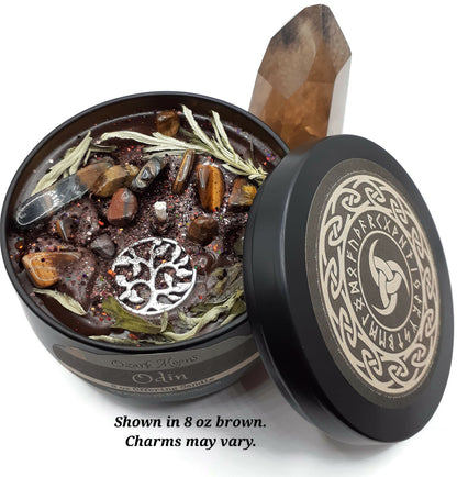 ODIN - Norse God of War and Wisdom - Offering Wax Melts or Candles with Mugwort and Tiger's Eye- Heathen Asatru Pagan Candle or Ritual Melts